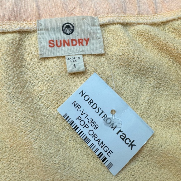 Sundry NWT French Terry Knit Ruched Mini Skirt in Pastel ‘Pop Orange’ Size 1 - Picture 9 of 15